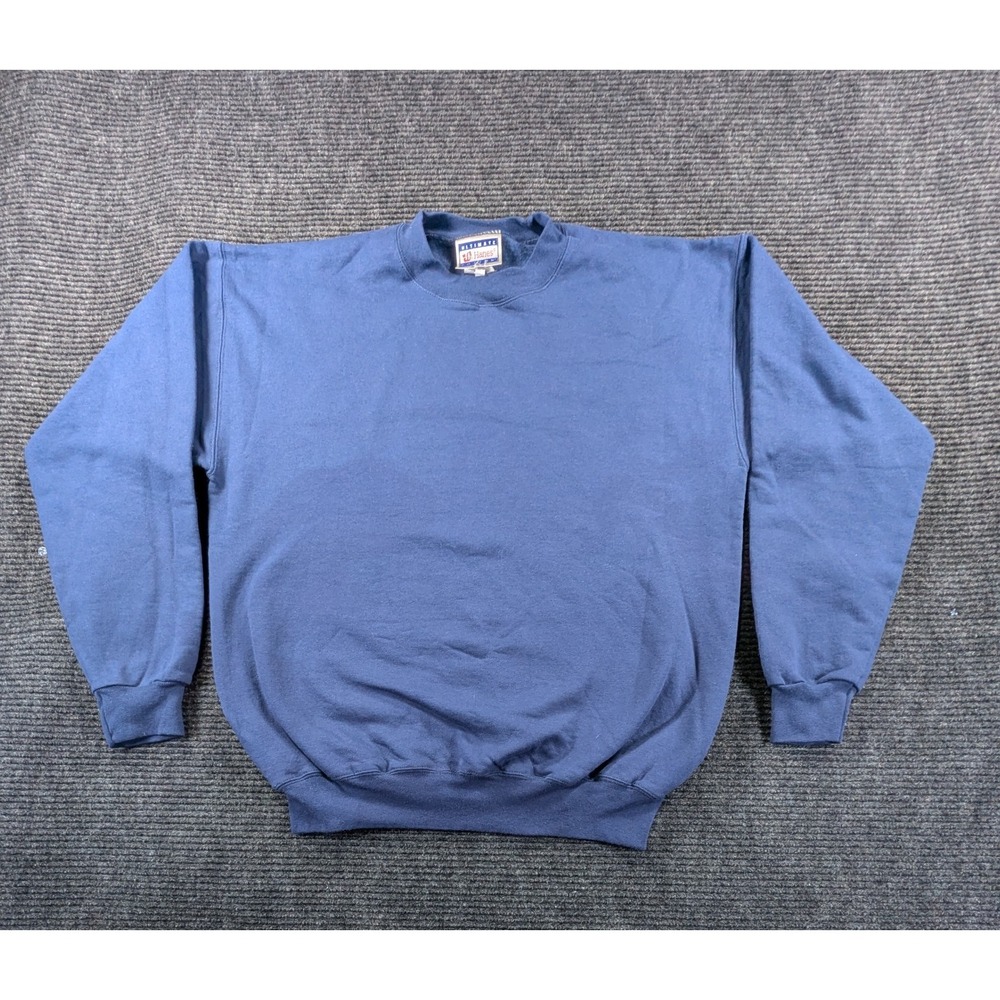 Hanes Sweatshirt Womens M Blue Cotton Fleece Lined Ribbed Gym Running Athletic
